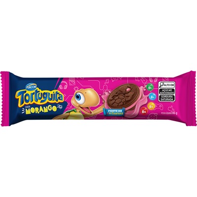 BISCOITO RECHEADO MORANGO TORTUGUITA ARCOR 86G