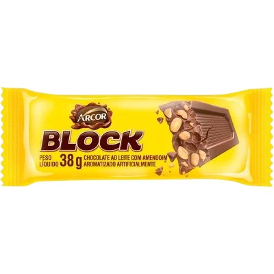CHOCOLATE AO LEITE COM AMENDOIM BLOCK ARCOR 38G