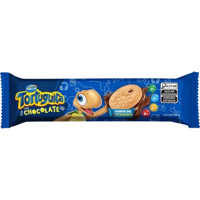 BISCOITO RECHEADO CHOCOLATE TORTUGUITA ARCOR 86G