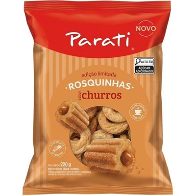 BISCOITO ROSQUINHA SABOR CHURROS PARATI 220G