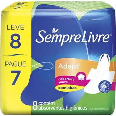 ABSORVENTE COM ABAS SUAVE ADAPT SEMPRE LIVRE 8UN