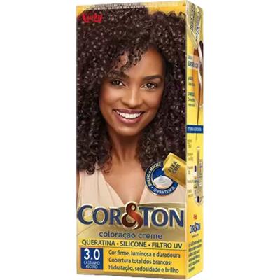 TINTA PARA CABELO CASTANHO ESCURO 3.0 COR&TON 125G