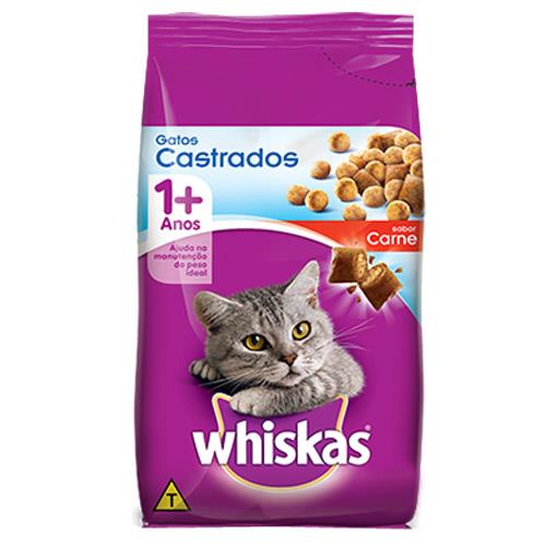 RAÇÃO GATOS CASTRADOS WHISKAS CARNE 500G