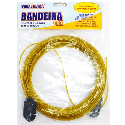 CORDA DE AÇO PARA VARAL BANDEIRA GOLD 10M