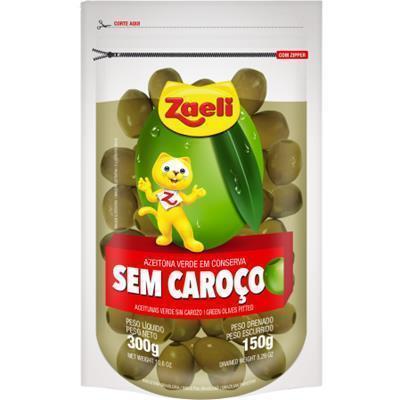 AZEITONA VERDE EM CONSERVA SEM CAROÇO ZAELI 300G
