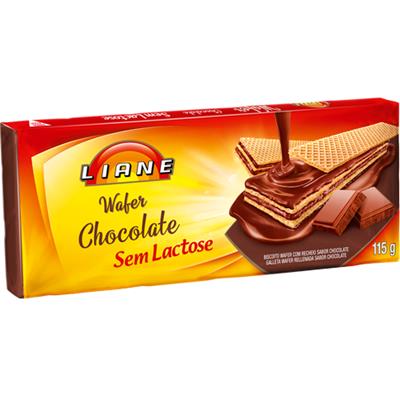 BISCOITO WAFER SEM LACTOSE DE CHOCOLATE LIANE 115G