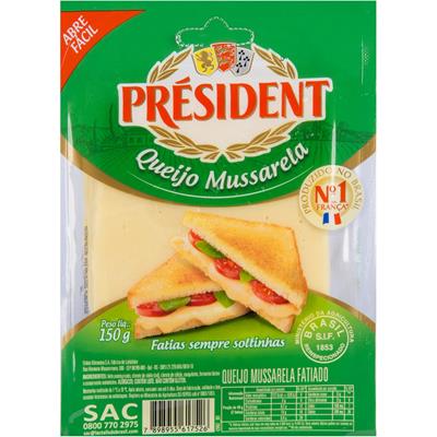 QUEIJO MUSSARELA FATIADO PRÉSIDENT 150G
