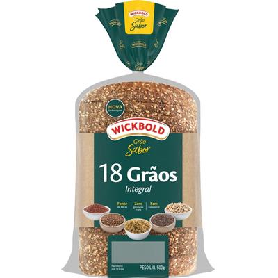 PÃO INTEGRAL 18 GRÃOS GRÃO SABOR WICKBOLD 500G