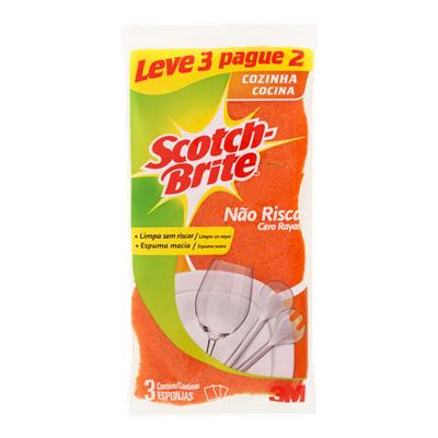 ESPONJA NÃO RISCA COZINHA LARANJA SCOTCH-BRITE 3UN