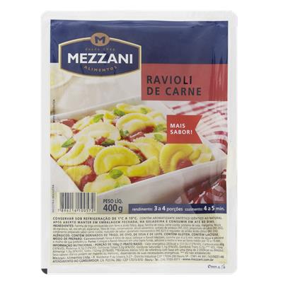 RAVIOLI CARNE MEZZANI BANDEJA 400G