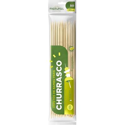 ESPETOS DE BAMBU PARA CHURRASCO 30CM NATURAL 50UN