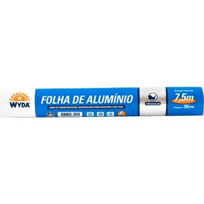 PAPEL ALUMÍNIO DE 7,5M X 30CM WYDA 1UN