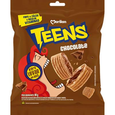 BISCOITO RECHEADO DE CHOCOLATE TEENS MARILAN 80G