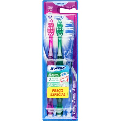 ESCOVA DENTAL MACIA TRIPLA 123 SORRISO 3UN