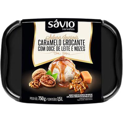 SORVETE SABOR CARAMELO CROCANTE SÁVIO 1,5L