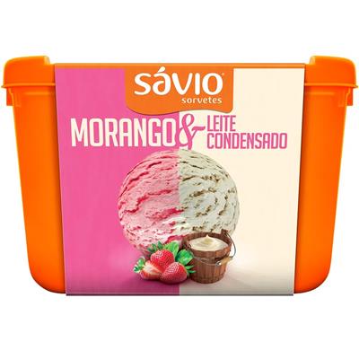 SORVETE SABOR MORANGO & LEITE CONDENSADO SÁVIO 2L