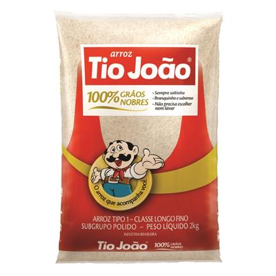 ARROZ TIPO 1 100% GRÃOS NOBRES TIO JOÃO 2KG