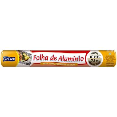 PAPEL ALUMÍNIO GIOPACK DE 45CM CONTEM 1 ROLO 7,5M