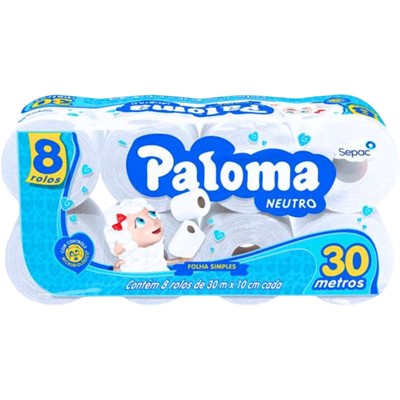 PAPEL HIGIÊNICO FOLHA SIMPLES NEUTRO PALOMA 8UN