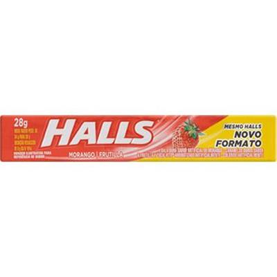 BALA DURA SABOR MORANGO HALLS 28G