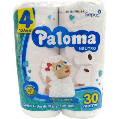 PAPEL HIGIÊNICO FOLHA SIMPLES NEUTRO PALOMA 4UN