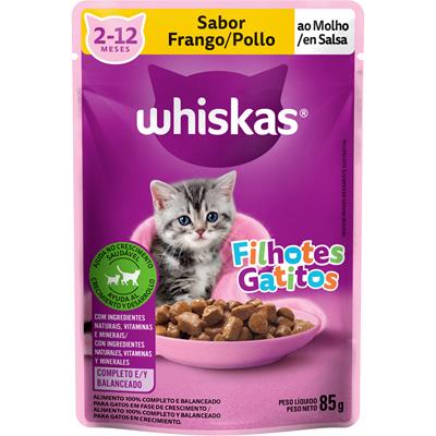 RAÇÃO ÚMIDA GATOS FILHOTES FRANGO WHISKAS 85G
