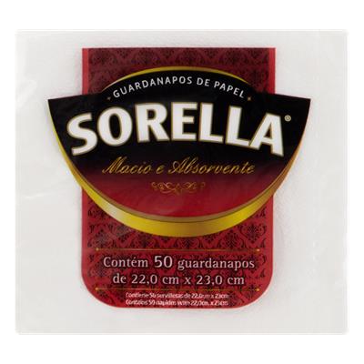 GUARDANAPO DE PAPEL FOLHA SIMPLES SORELLA 50UN