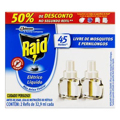 REPELENTE ELÉTRICO LÍQUIDO 45 NOITES RAID 2UN