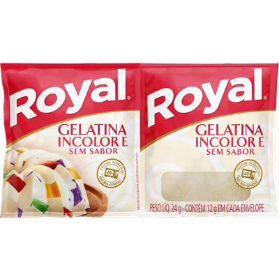 GELATINA EM PÓ INCOLOR E SEM SABOR ROYAL 24G 2UN
