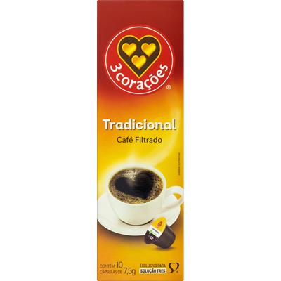 CAFÉ CÁPSULA FILTRADO TRADICIONAL 3 CORAÇÕES 75G