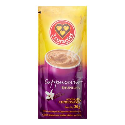 CAPPUCCINO SOLÚVEL BAUNILHA 3 CORAÇÕES SACHÊ 20G