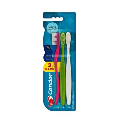 ESCOVA DENTAL PLUS CABEÇA M LEVE CONDOR 2UN