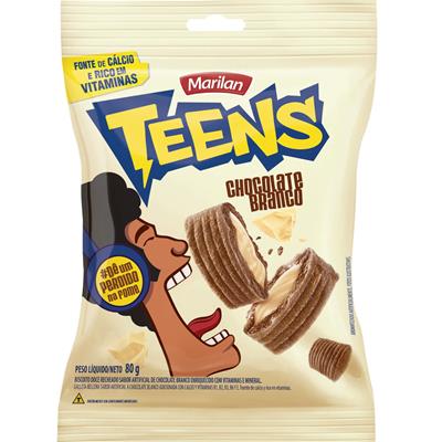 BISCOITO SABOR CHOCOLATE BRANCO TEENS MARILAN 80G