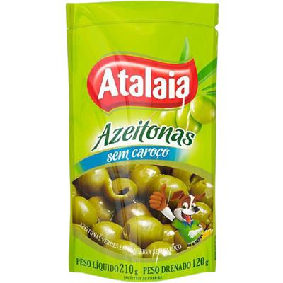 AZEITONA VERDE EM CONSERVA SEM CAROÇO ATALAIA 210G