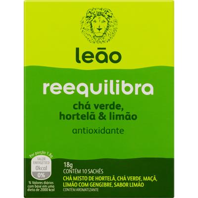 CHÁ VERDE MISTO DE HORTELÃ E LIMÃO LEÃO 18G 10UN