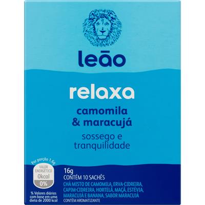 CHÁ DE CAMOMILA E MARACUJÁ RELAXA LEÃO 16G 10UN