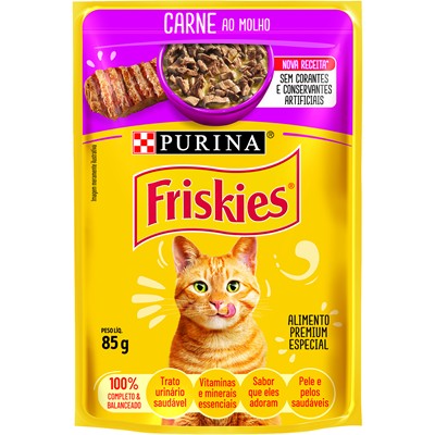 RAÇÃO PARA GATO ADULTO CARNE AO MOLHO FRISKIES 85G