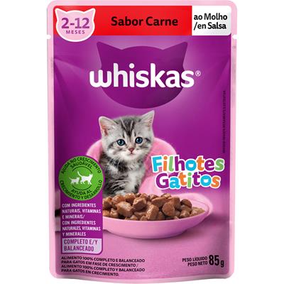 RAÇÃO ÚMIDA GATOS FILHOTES CARNE WHISKAS 85G