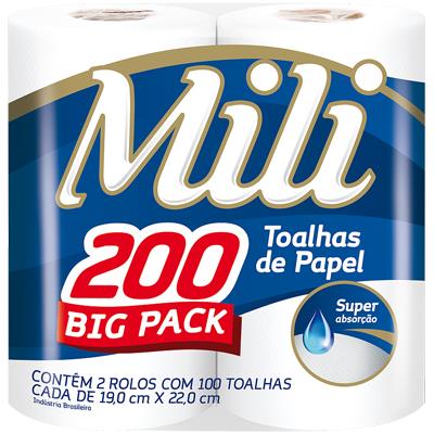 TOALHAS DE PAPEL MILI 2UN 200 FOLHAS