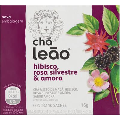 CHÁ MISTO DE HIBISCO, ROSA E AMORA LEÃO 16G 10UN