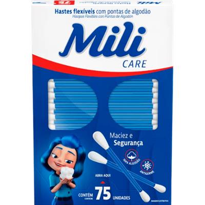 COTONETE HASTES FLEXÍVEIS ANTIGERME MILI 75UN