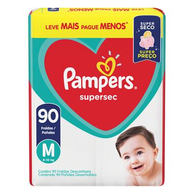 FRALDA INFANTIL PAMPERS SUPERSEC M PACOTE 90UN