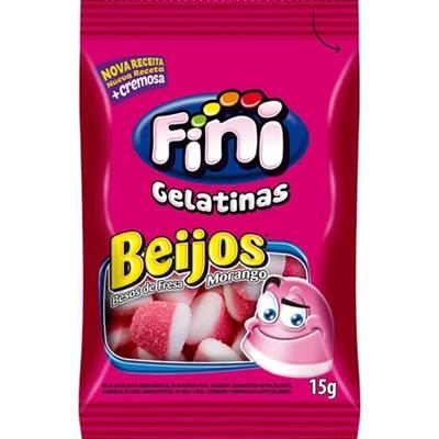 GELATINA DE BEIJOS SABOR MORANGO FINI 15G