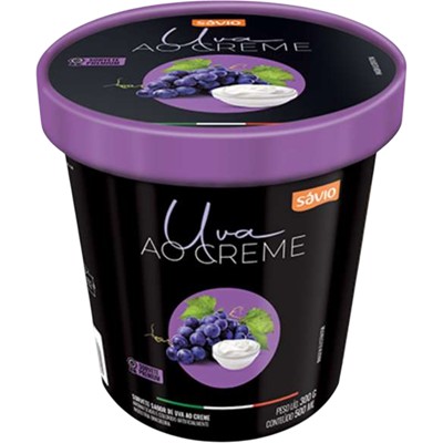 SORVETE SABOR UVA AO CREME SÁVIO 500ML