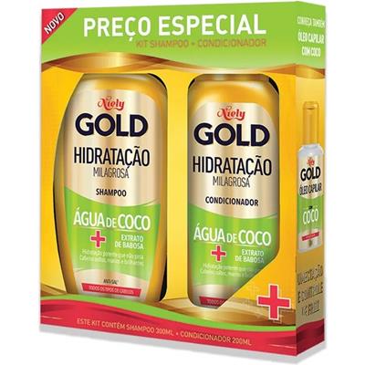 KIT SHAMPOO+CONDICI ÁGUA DE COCO NIELY GOLD 500ML