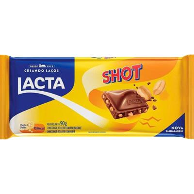 CHOCOLATE AO LEITE COM AMENDOIM SHOT LACTA 90G