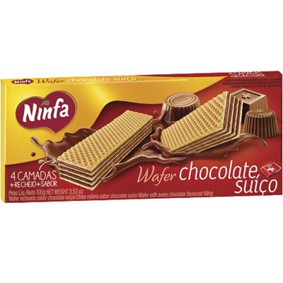 BISCOITO WAFER SABOR CHOCOLATE SUÍÇO NINFA 100G