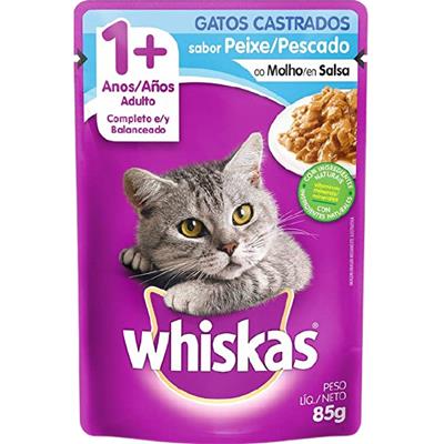 RAÇÃO PARA GATOS DE PEIXE AO MOLHO WHISKAS 85G
