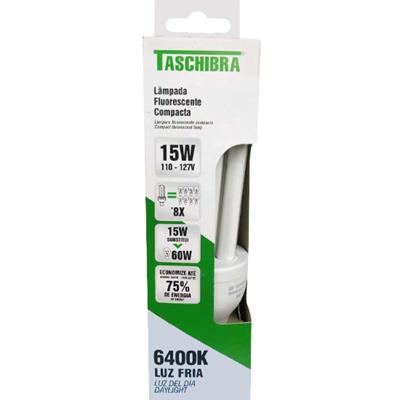 LÂMPADA FLUORECENTE DE LUZ FRIA TASCHIBRA 127V 15W
