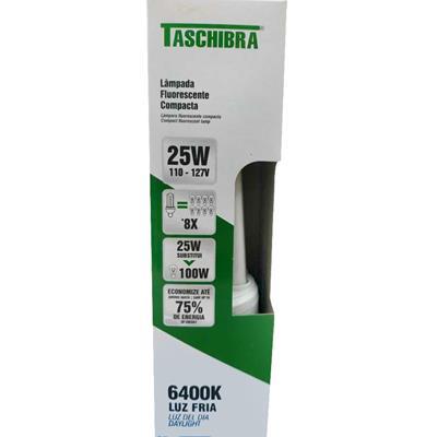 LÂMPADA FLUORESCENTE LUZ FRIA TASCHIBRA 127V 25W